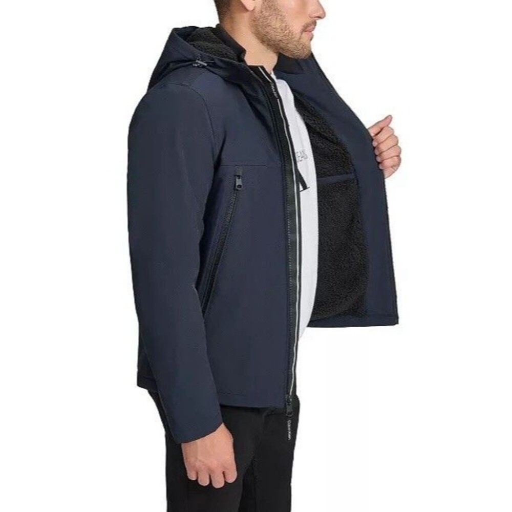Calvin Klein New Men’s Jacket MEDIUM Sherpa Lined Infinite Soft Shell True NAVY - Picture 14 of 16